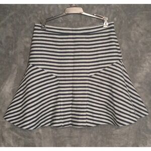 NWT‎ J.CREW Women's Navy/White Stripe Ruffle Swing Mini Skirt Size 2 Wool Blend